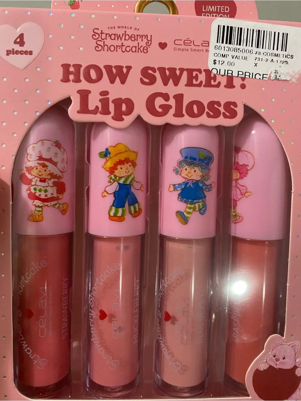 Strawberry Shortcake Célavi Lip Gloss Set 4 Pcs Limited Edition NIB Kawaii